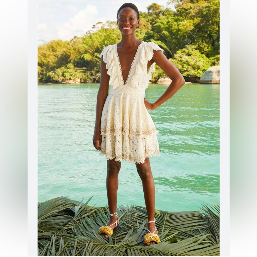 NWT!! Farm Rio Eyelet Beaded Mini Dress- US Women’s XS